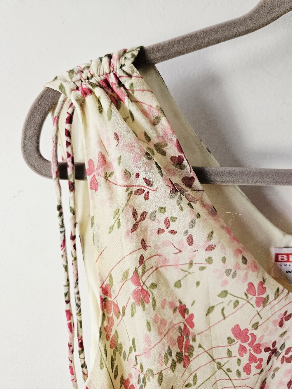 Vintage Y2K Blvd Collection Floral Slip Maxi Dress Size XL Tie Shoulder 90s - Picture 5 of 6